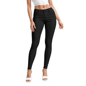 Womens Hyper Ultra Stretch Comfy Skinny Leg Work Casual Pants,Black L